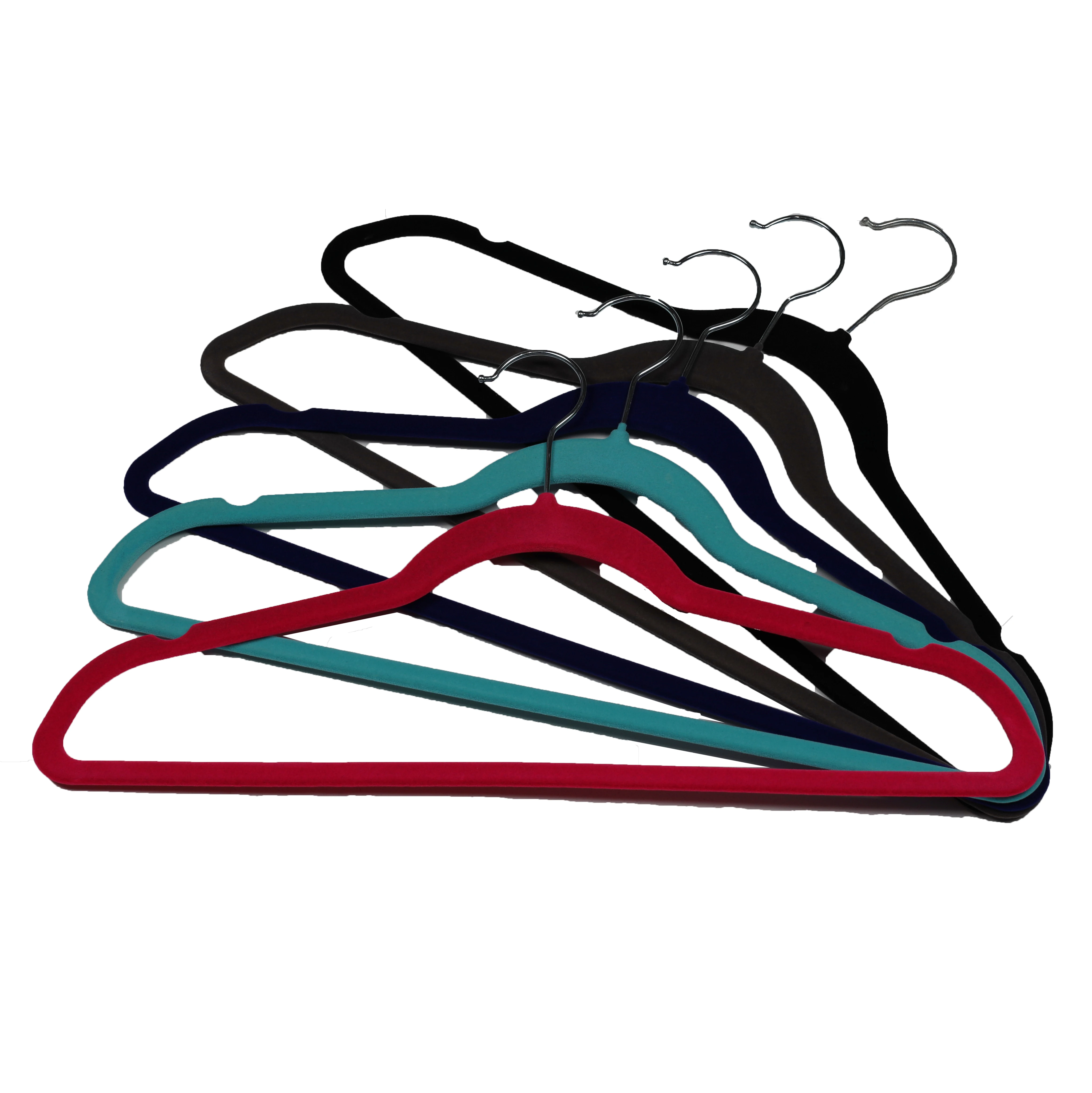 360 Degree Rotatable Clothes Hooks Velvet hangers 50 pack Wholesale Durable Clothes Black non-slip Satin Hangers