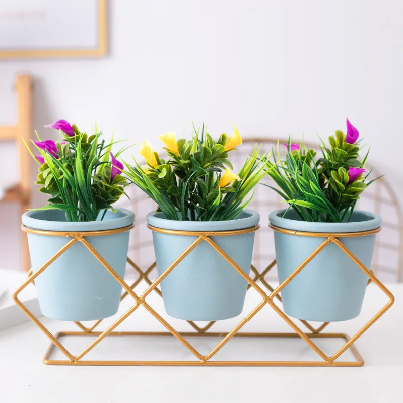 Home Wedding Decoration Metal Decorative Flower Pot Holders with Round Plants Pot