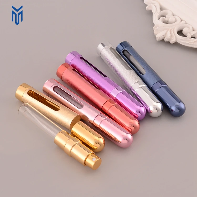 Wholesale 12ml portable atomizer empty aluminum spray perfume glass bottle for travel