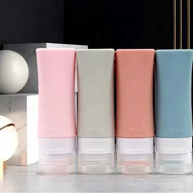 Cosmetic 60ml 80ml Food Grade Silicone Squeeze Leak Proof Shampoo Kit Travel Silicone Bottle Set