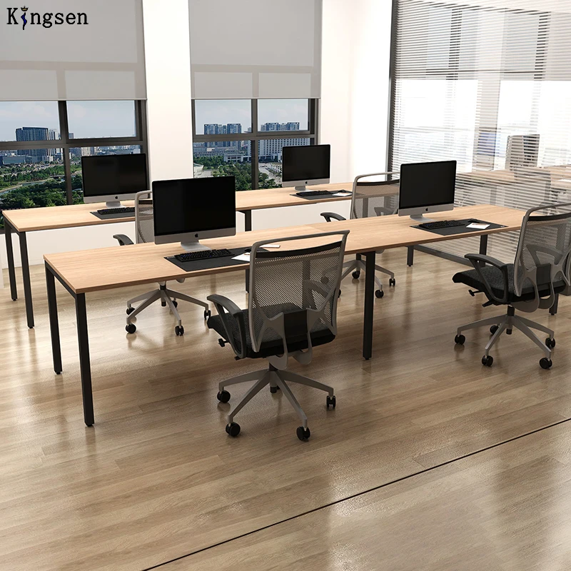 China Manufacturer Metal Feet Frame Wooden Table Rectangular Office Work Table Office Table Desk Furniture Modern Office Desks