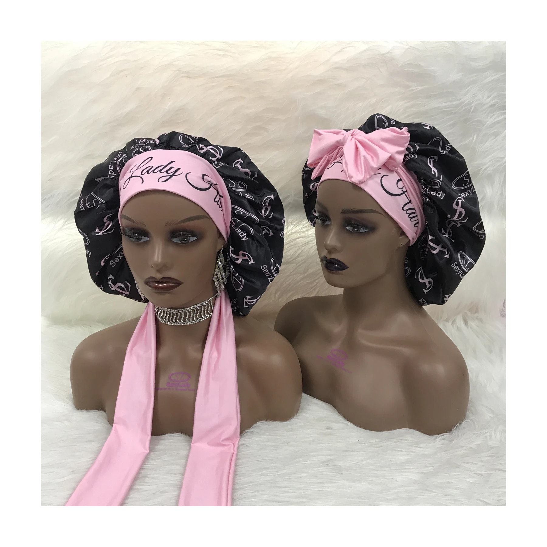 soft silk bonnets wholesale custom color mommy and me bonnets long tie satin hair bonnet
