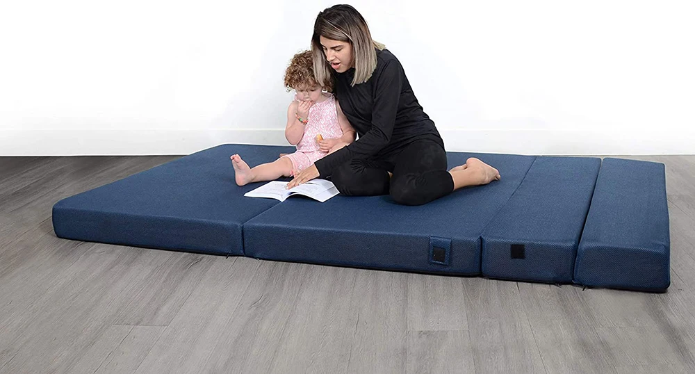 AIDI FTM-01 4 Trifold Sleep Pad Futon Camping Mat Portable Foldable Floor Sofa Bed Memory Foam Mattress For Home Car Outdoor