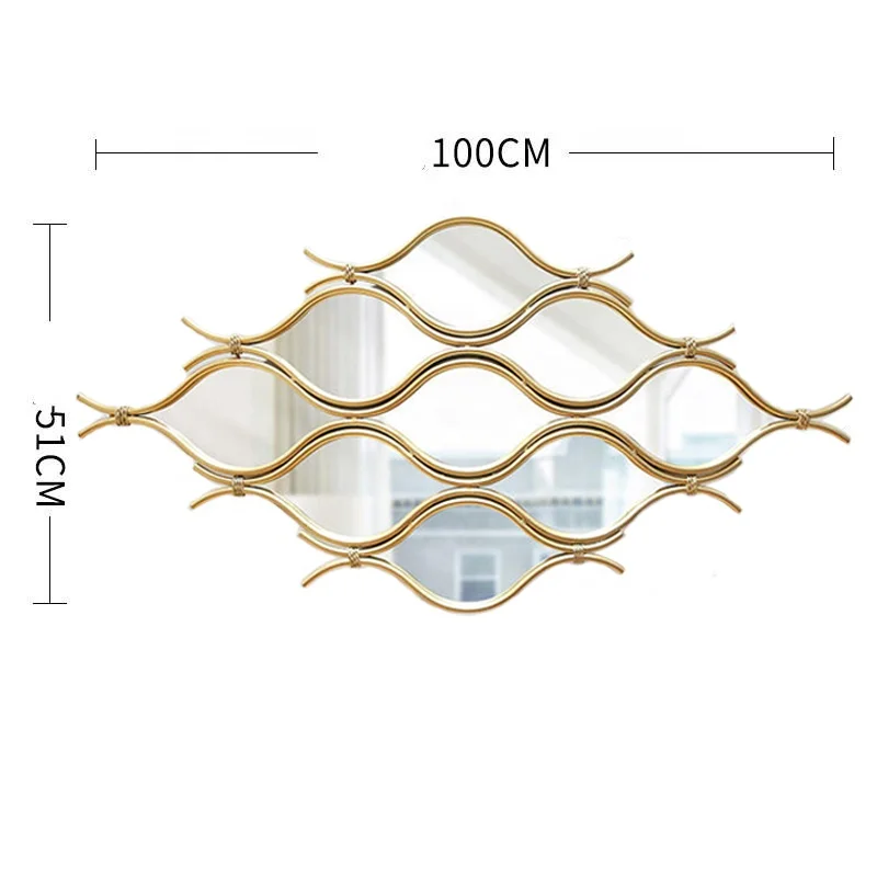 modern creative fish wall mirror design metal golden color for living  room bedroom dining room home decor  wall mirror