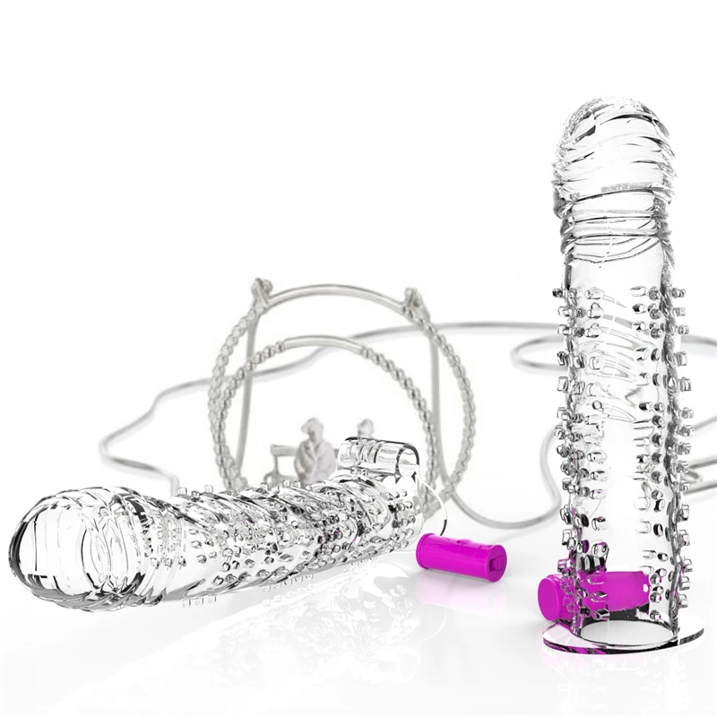 GF RW001 Cock sleeve rubber penis silicone spike Silicone Crystal Vibration Vibrador condom sex toys Masturbation Cup for men