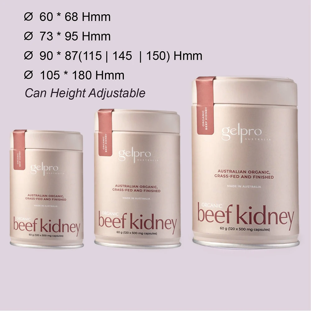 white aluminum jar hybrid capsules collagen peptides powder  coffee tea tin box supplement for tin jar food containers