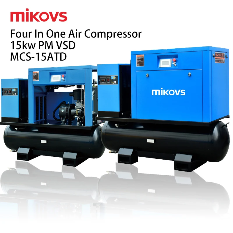 Промышленный винтовой воздушный компрессор Mikovs 15 кВт 16 бар PM VSD с баком и сушилкой для волоконно-лазерной резки