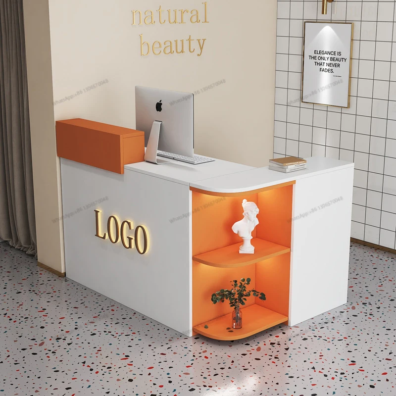 L type cashier shop small Clothes shop corner bar simple modern milk tea barber counter reception desk