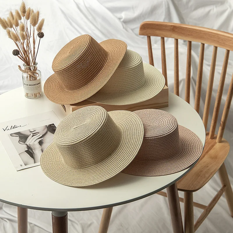 Custom Logo Panama Spring Summer Solid Fedora Sun Hat Blank Natural Straw Hats for Women Men Outdoor Beach Daily Party Wholesale