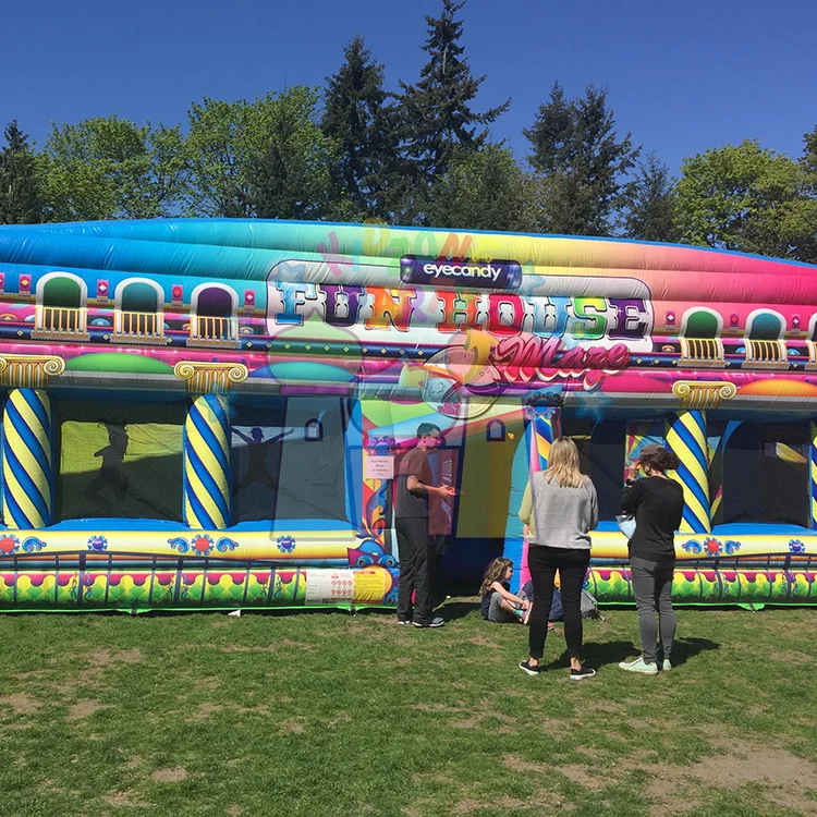 Outdoor party game inflatable castle maze carnival fun house maze for kids and adults