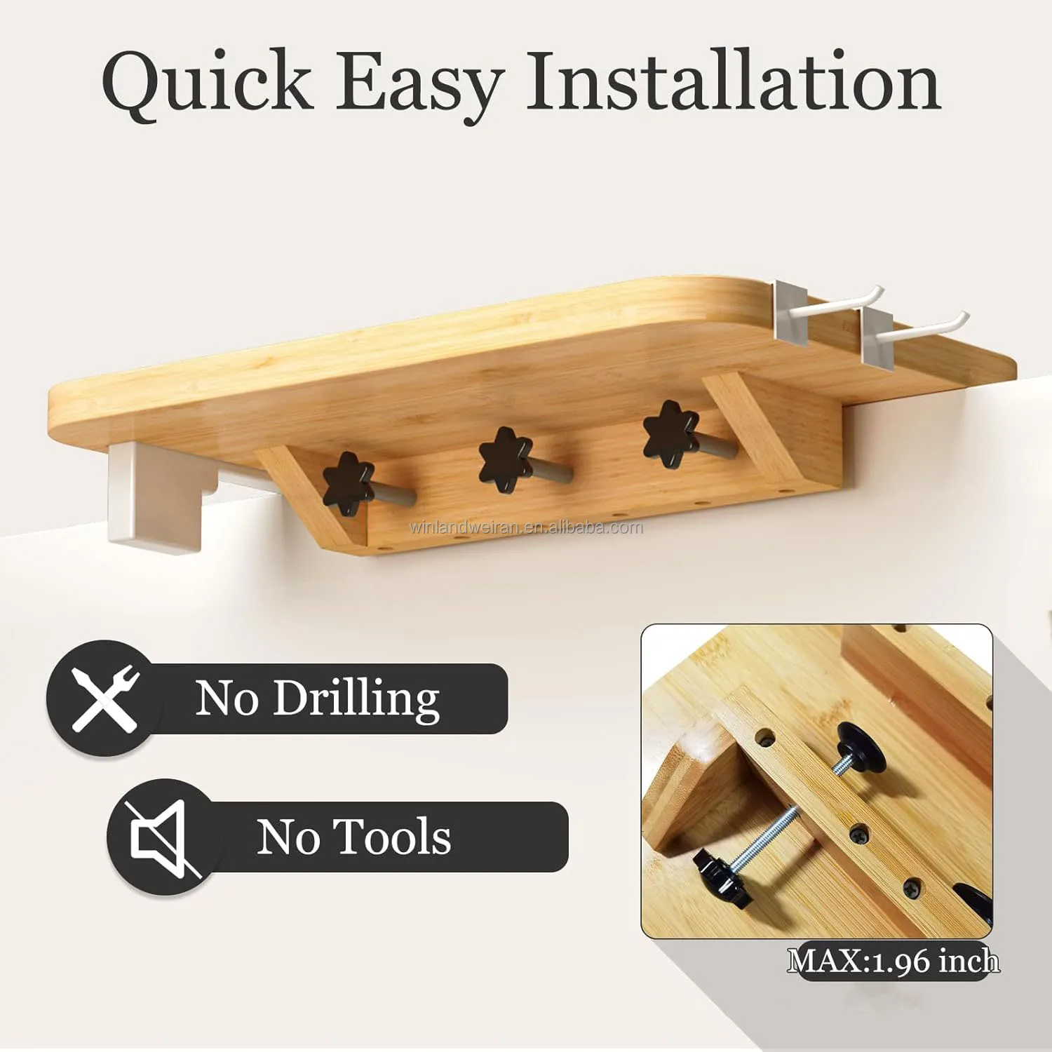 Hot sales Bamboo Bedroom Headboard Shelf  Bed Shelf Organiser Bed Table