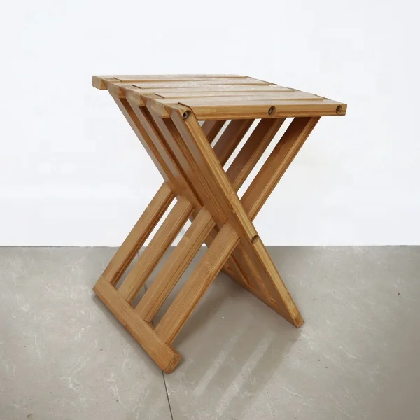 ZB BSCI Factory Bamboo folding stool 100% natural bamboo folding shower seat bathroom sauna bench