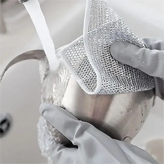 Multi Purpose Eco Friendly Reusable Kitchen Plate Dish Silver Wire Microfiber For Cleaning Cloth Rag