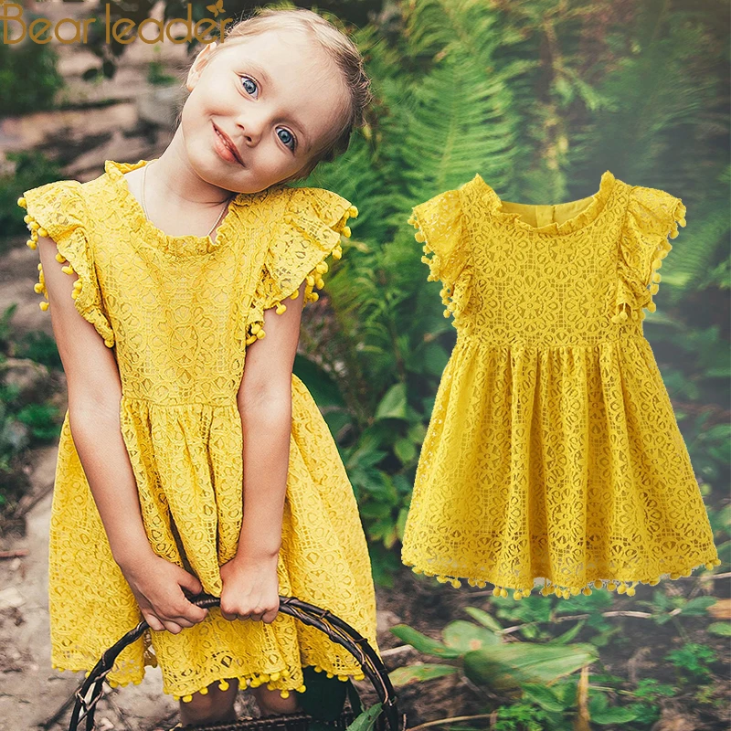 
Bear Leader Girls Dress 2019 New Summer Brand Girls Clothes Lace Petal Sleeve Design Baby Girls Dress Party Dress For 3-7 Years 