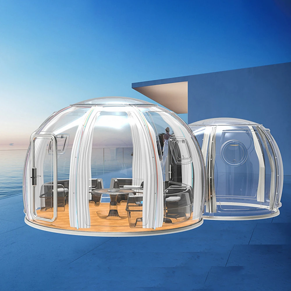FEAMONT Hot Sale Polycarbonate Tent 3m 4m 6m 8m Igloo Geodesic Restaurant for Dinner Clear Transparent Dome Tent