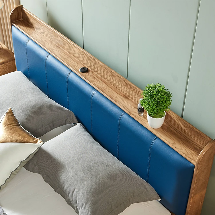 Wooden bedroom Durable furniture King Size Bed Solid wooden Ash Bed room set Furniture Manufacturer