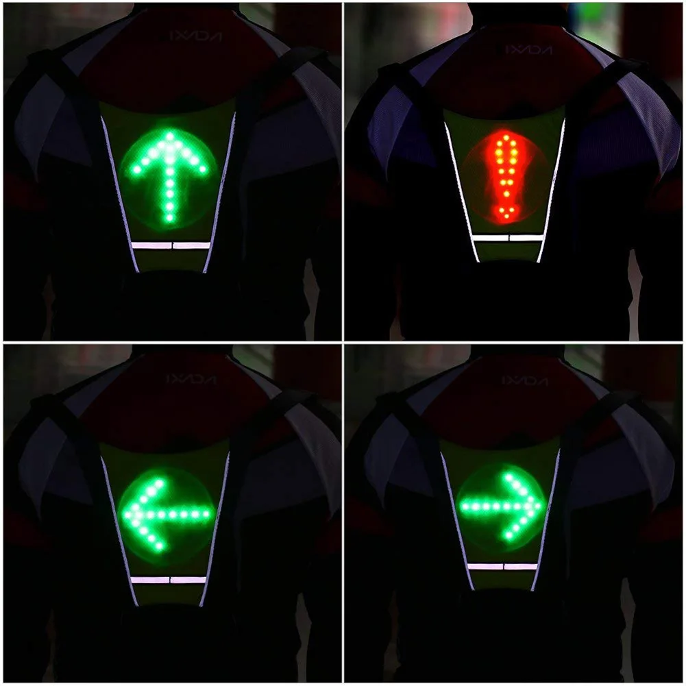 Bike Vest Turn Signal Led Light Pack Guiding Light Reflective Luminous Safety Warning Direction Backpack with Remote Controller