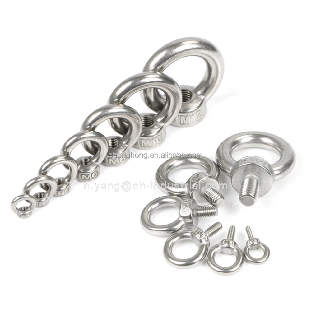 M6 M8 M10 M12 M20 Stainless Steel Ring Shape Oval Threaded Lifting Eye Nut DIN582 Lifting Nut 304 316 Stainless Eye Nut