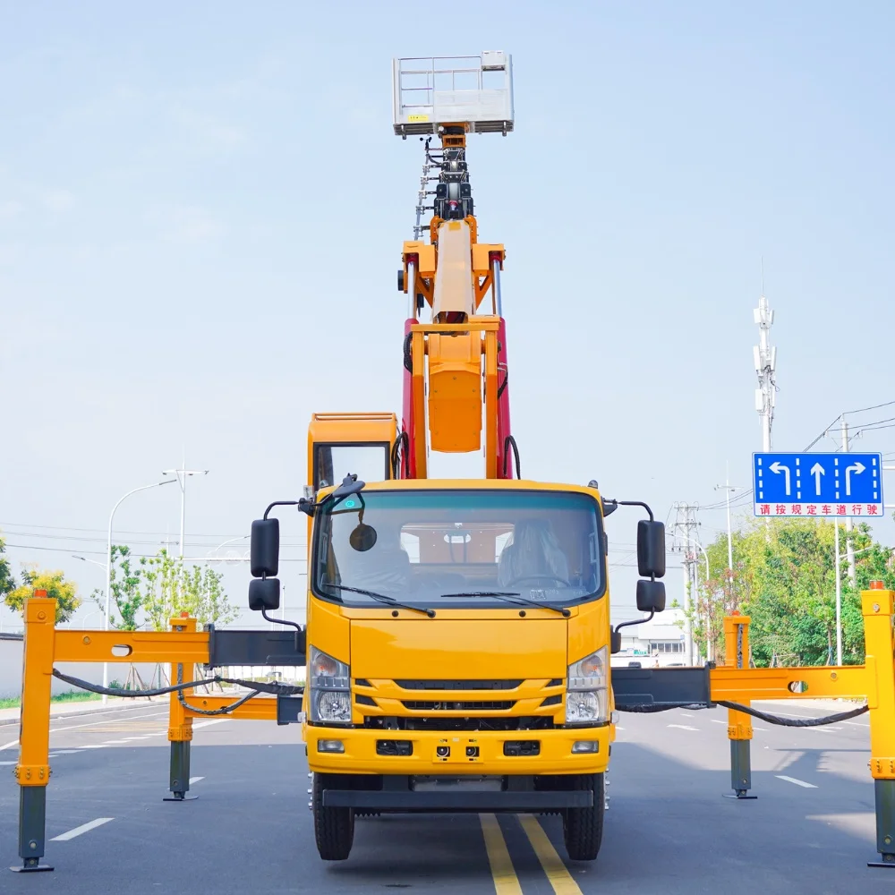 Excellent performance Isuzu 36 Meters telescopic boom bucket lift truck for maintenance and aerial work