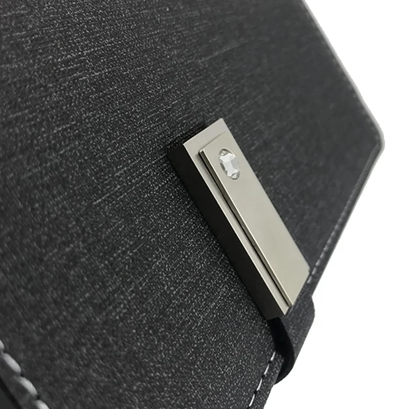 Custom Logo PU Leather Loose-leaf Power Bank 80 Sheets A5 Charging Notebook Wireless With 16GB USB Flash Drive