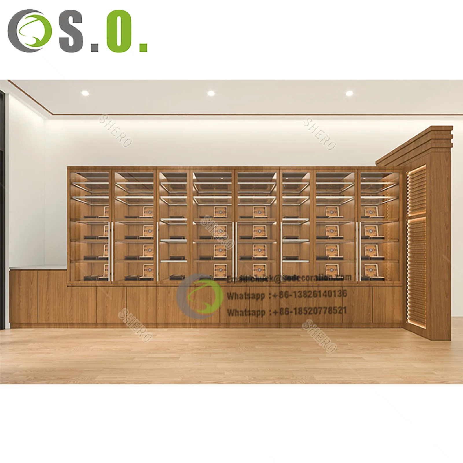 Customized Cigarette Cabinet Smoke Shop Showcase Cigar Display Racks Glass Cabinets Display Case for Smoke Shop