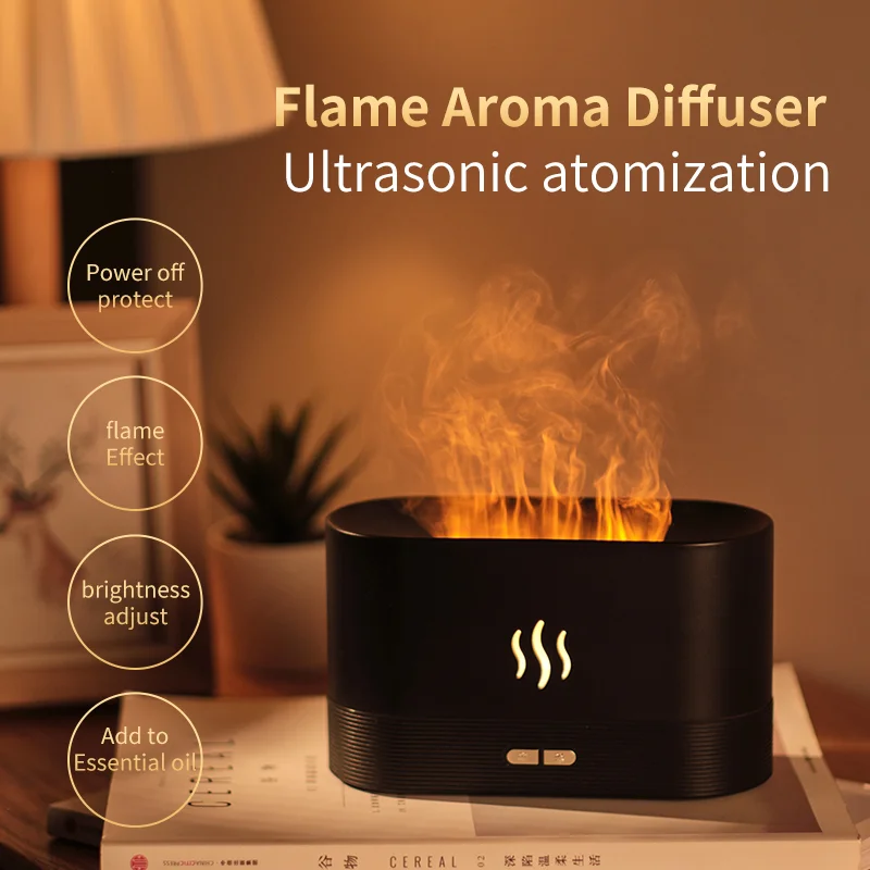 2022 Room Humidifier Aromatherapy Diffuser Wholesaler Flame Led Essential Oil Diffuser