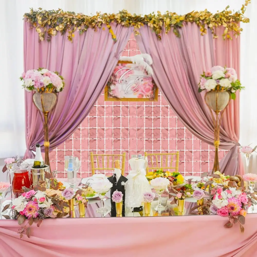 2 Pcs Rose Gold Foil Fringe Square Curtain Photo Props Backdrop Wall Wedding Bchelorette Party Decorations