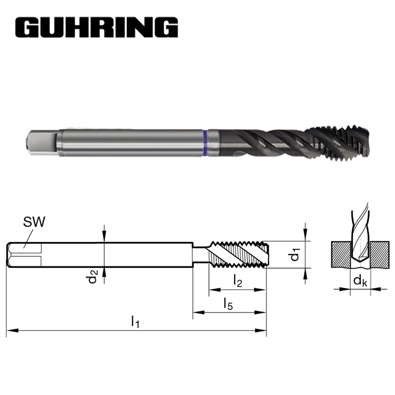 High Precision Guhring HSS-E Tap Coated Threading Tools 1/8 Inch CNC Threading Taps
