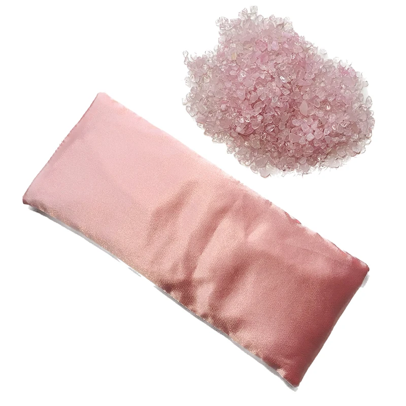 New products natural rose quartz healing stone pink silk eye pillow mask with lavender seed