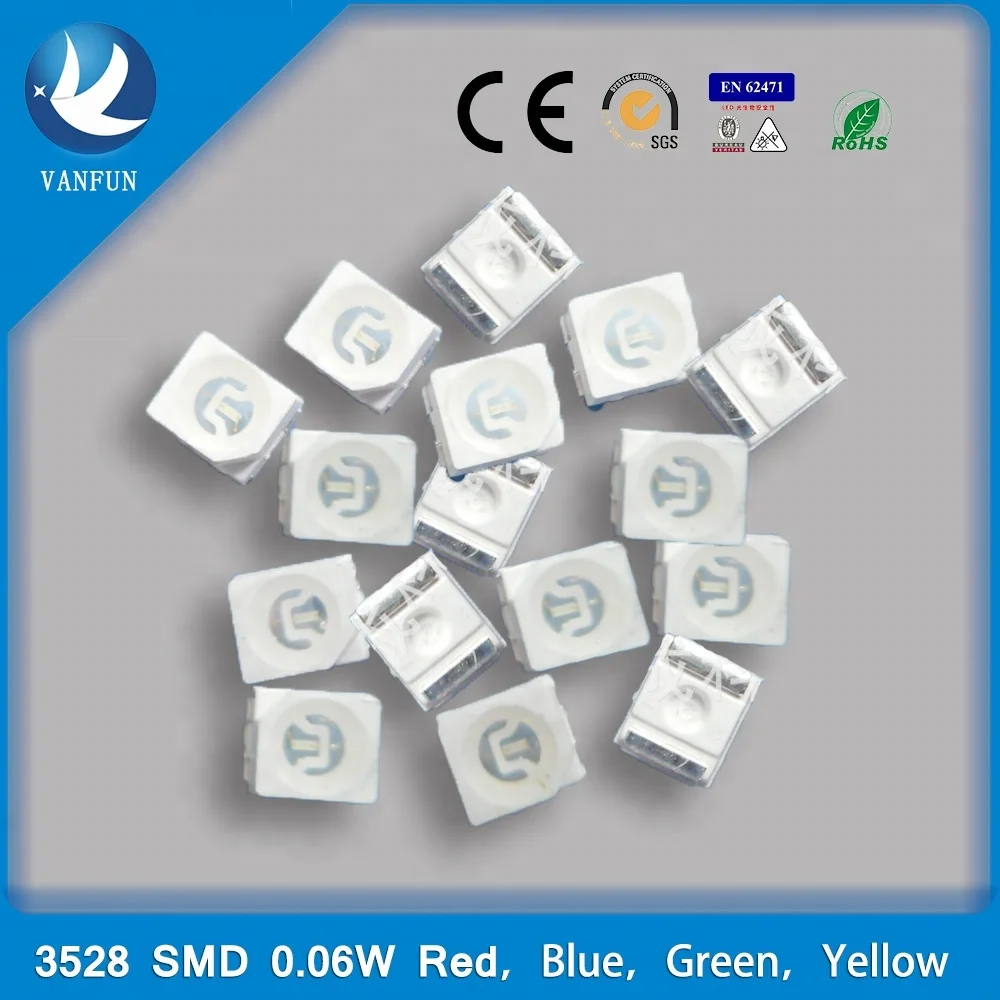 VanFun SMD Factory Sample 4-Pin LED Lighting Chip 3528 0.06W Power with RGBW White Blue Green Warm White Emission 5mm Size