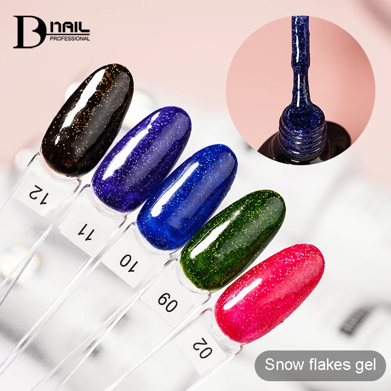 ICE NOVA Snowflakes Sequins Glitter 12 Colors Glitter Effect Wholesale Light Color 2024 New Arrival Snow Flakes Gel