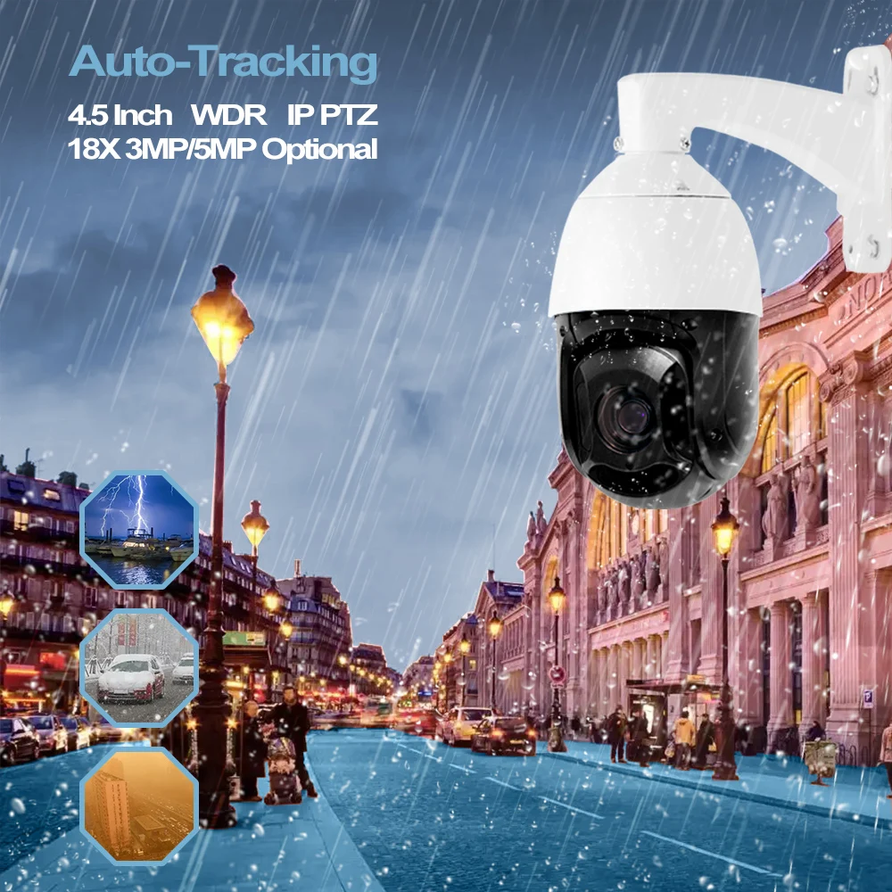 In Stock High Speed Pan Tilt 18X Auto Tracking PTZ Surveillance Camera Work with HIK Duhua NVR IP Camera