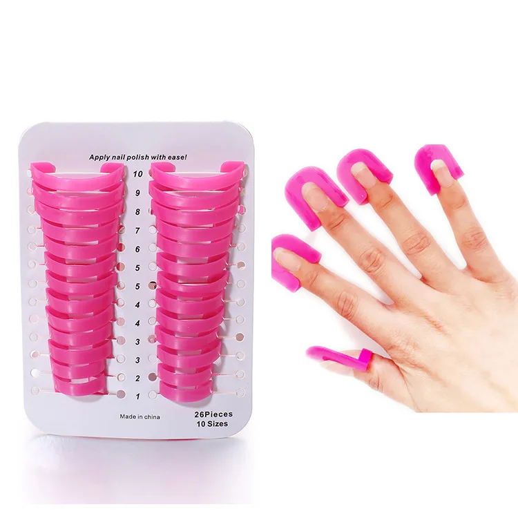 Изогнутая пластиковая накладка на палец для защиты от затекания лака ногтей пластиковый шаблон с зажимом инструменты красоты маникюра