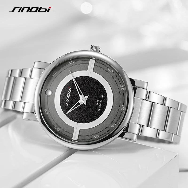 SINOBI Luxury Classic Men Watch Iconic Appeal Classic Stainless Steel Watches for the Modern Business Gentleman