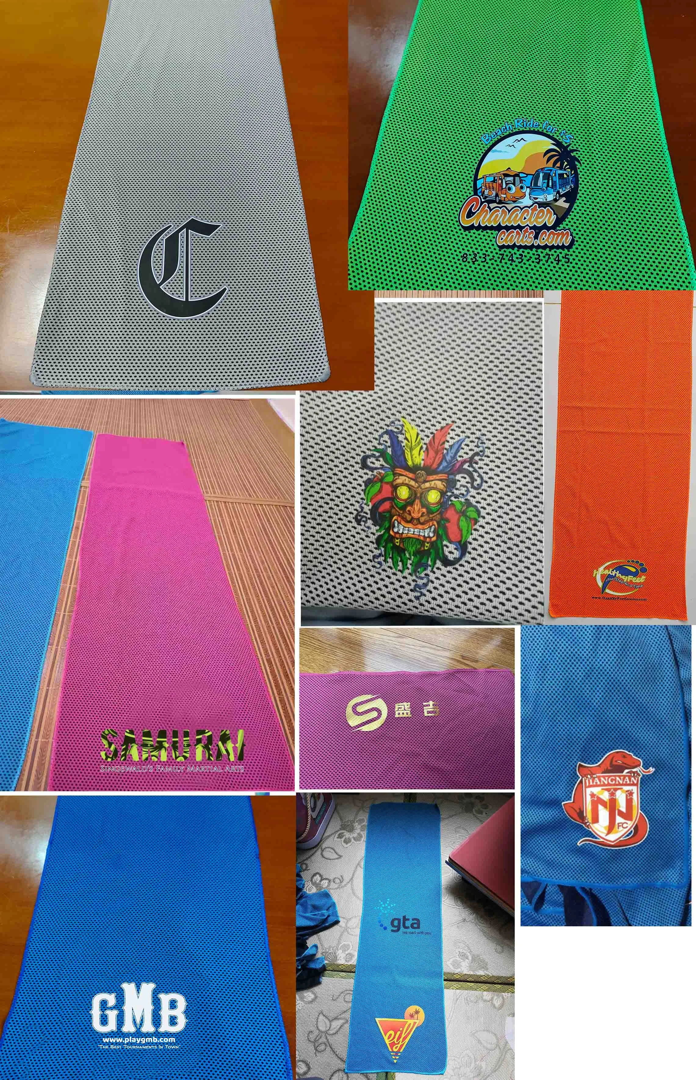 Sublimation instant cooling ice sport chill towel RPET sports microfiber logo custom cooling towels with silicone case for gym