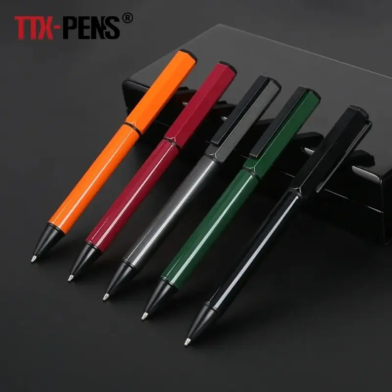 TTX Personalized Hexagonal Promotion Luxury Metal Ballpoint Pen Custom 10 Color Logo Gift Aluminum Metal Pen