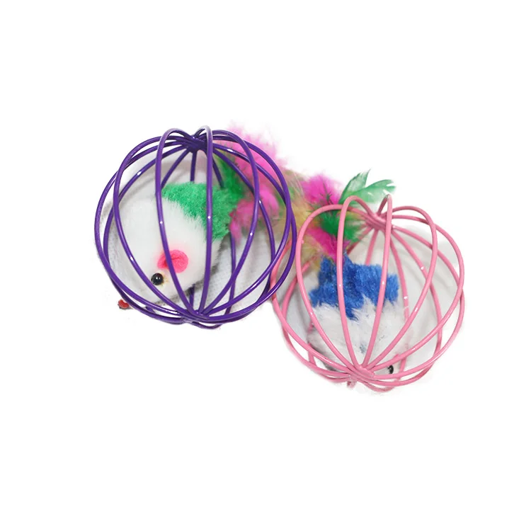 Funny Playing Colorful  Cat Mouse Toy Cat Toy Ball Feather Kitten Toys