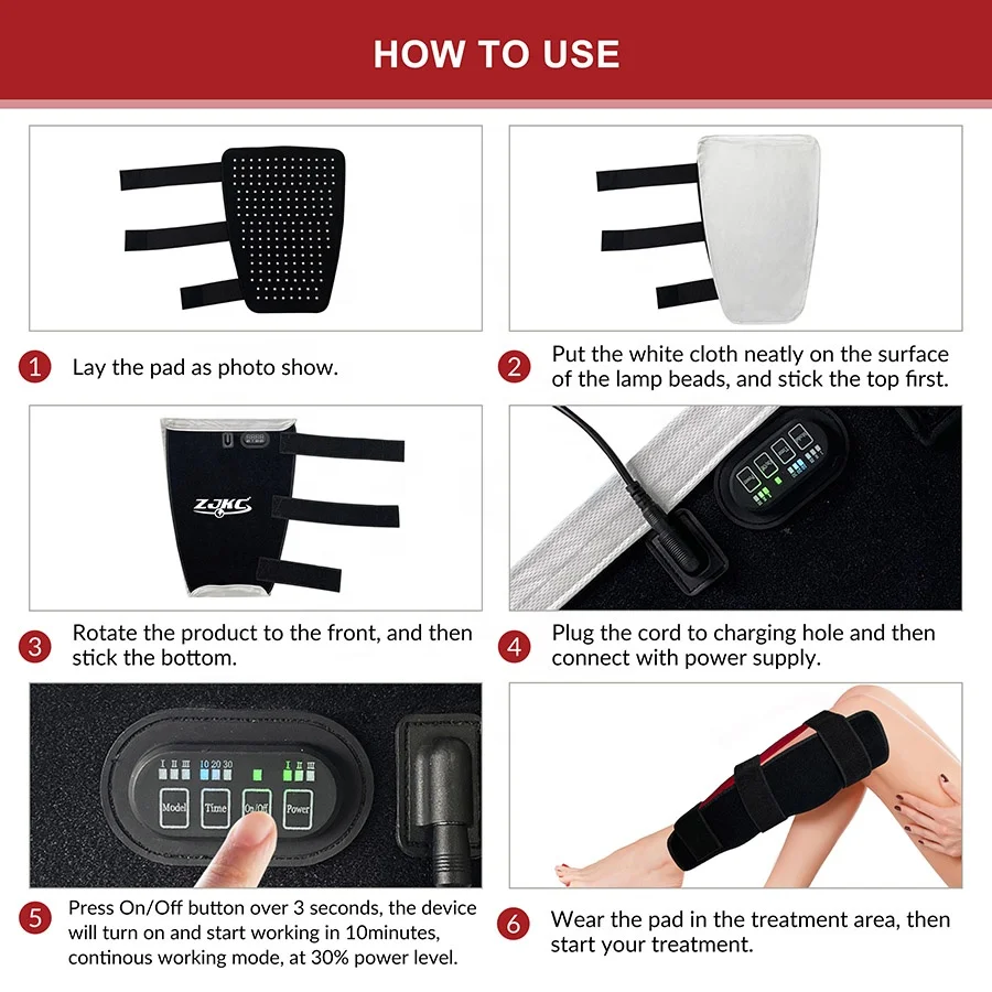 Home use 19.6W cost-effective red near-infrared light therapy belt knee pain brace with side stabilizers