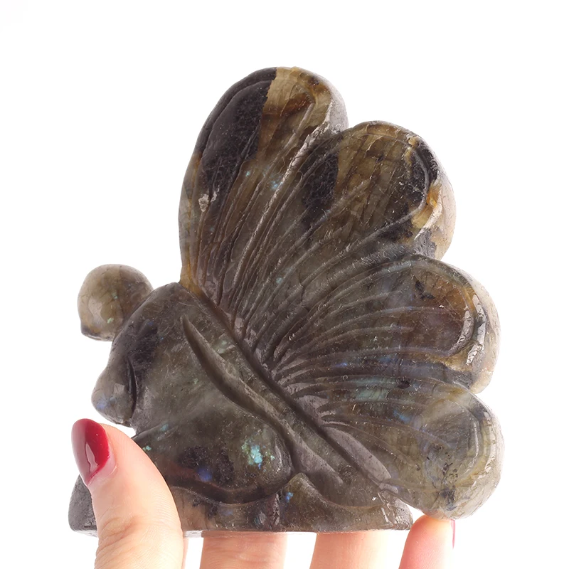 hot sale nature rainbow labradorite quartz fairy butterfly crystal carving healing for home decoration