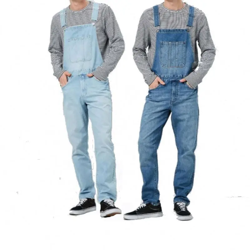 RX-DK0037 Casual fashion winter 2021 pockets straight overall jeans jumpsuit denim men cotton jeans with zipper overalls for men