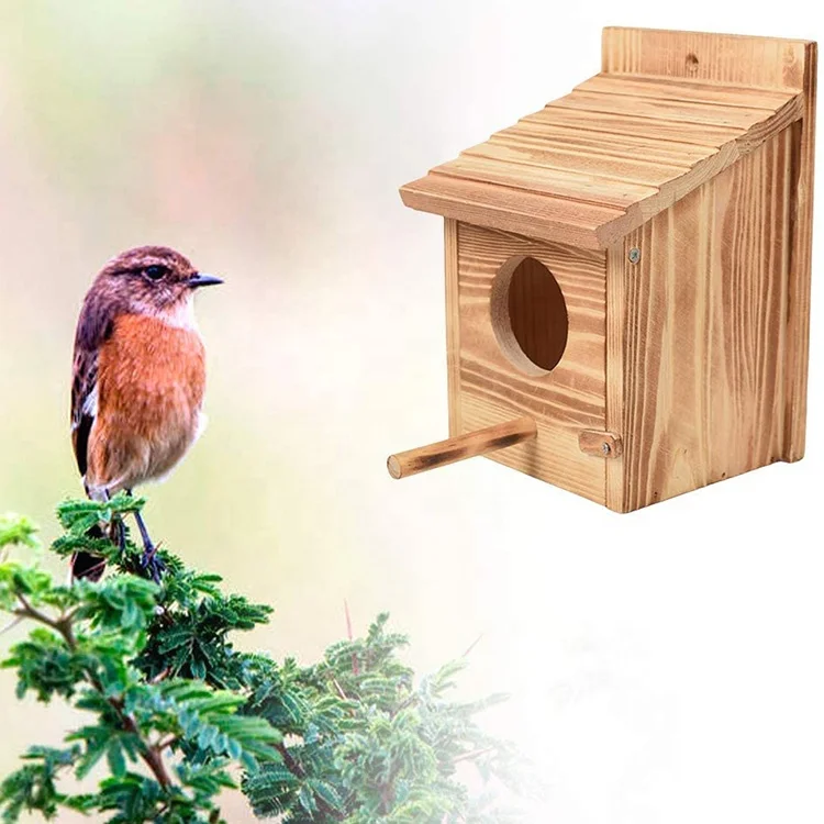 wooden bird house nests box balcony garden ornament decoration retro style outdoor hanging birdhouse for pet parrot pigeon