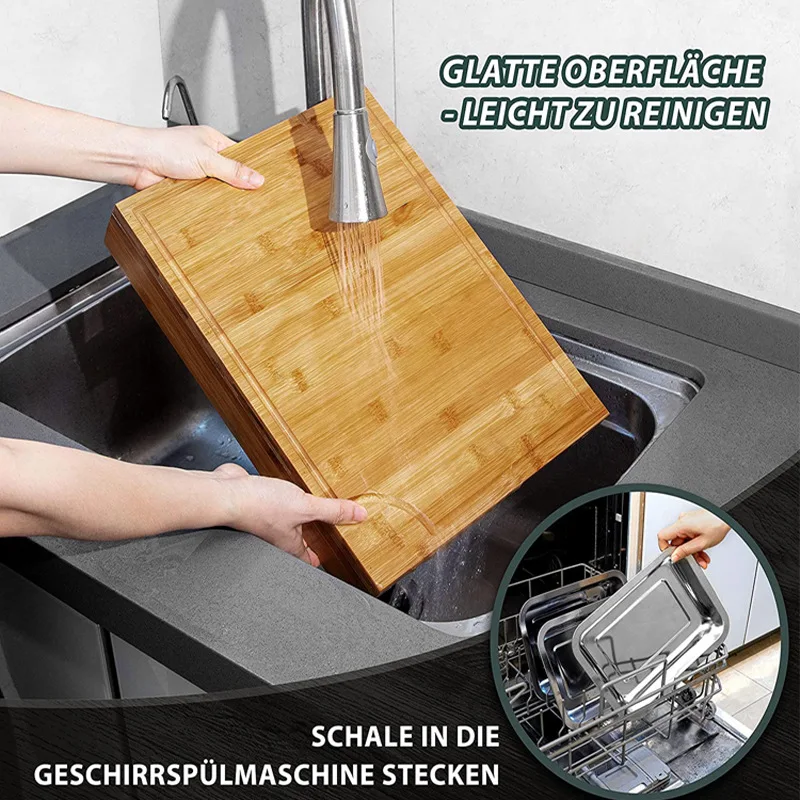 Factory wholesale price with stainless steel storage of multifunctional bamboo chopping board set