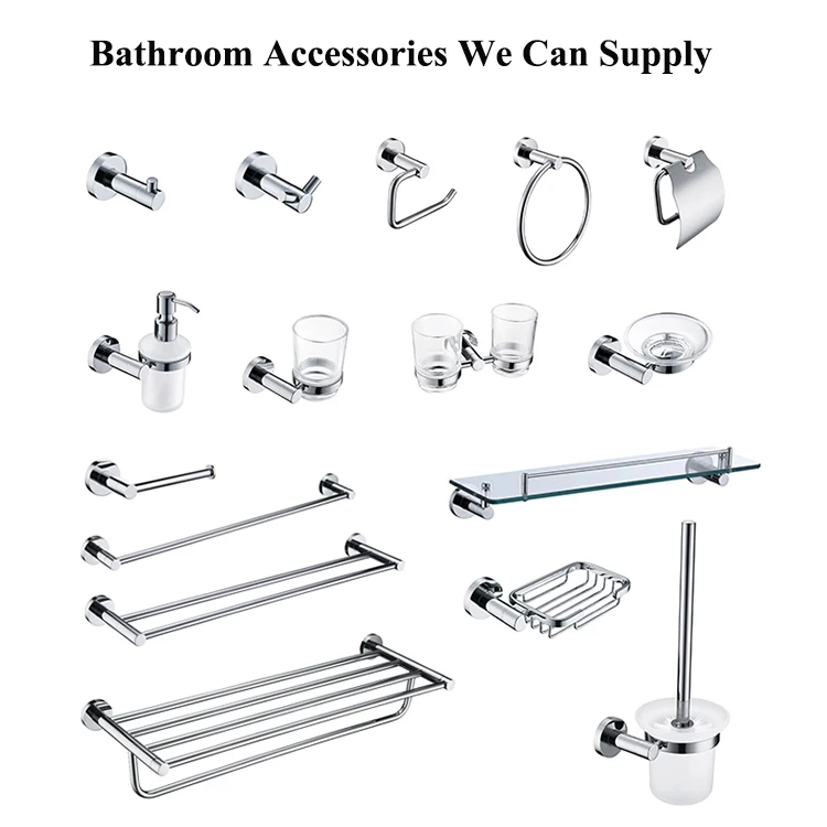 Hotel Chrome Bathroom Double Towel Bar Shelf Rack Accessories Wall Mounted Towel Rack