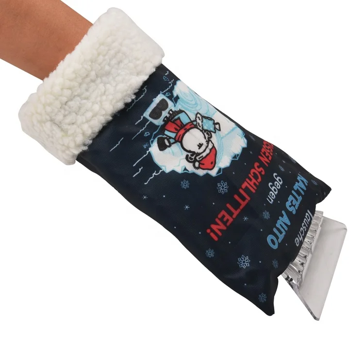 210D Oxford Cloth Custom logo plastic ice scraper with glove windshield snow scrapers ice scraper mitten