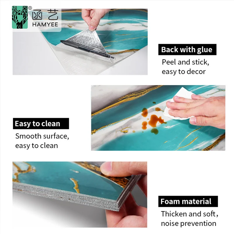 Pvc panel marble wallpaper sticker self adhesive 3d foam sheet wallpaper wall tile sticker