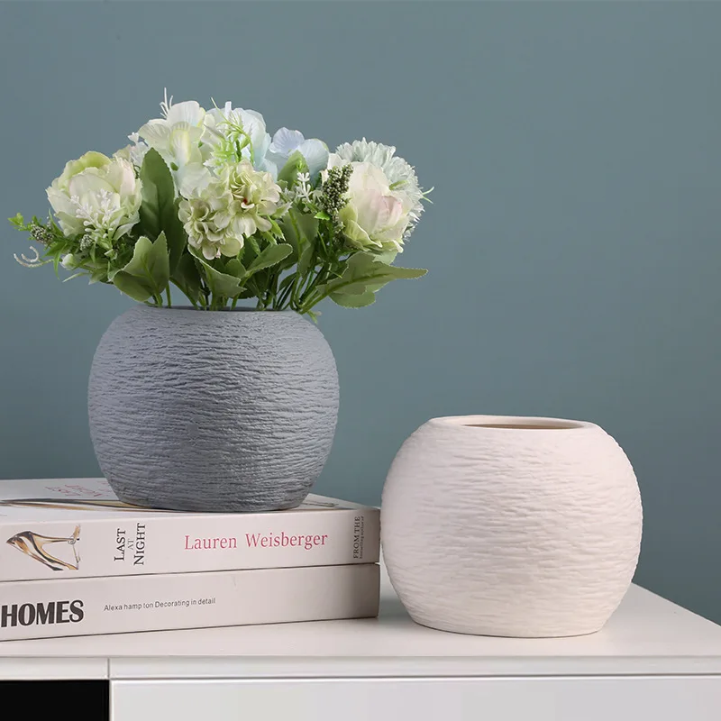 Nordic minimalist plain embryo ceramic vase decorations, dry flower arrangements, creative art, living room, TV cabinet, desktop