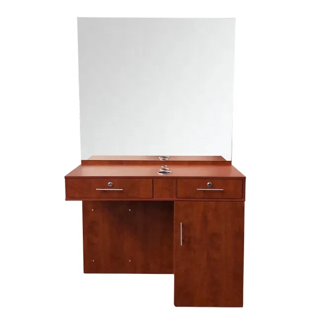 Professional modern design spa beauty barbershop hair salon furniture double sides mirror styling station with big cabinet