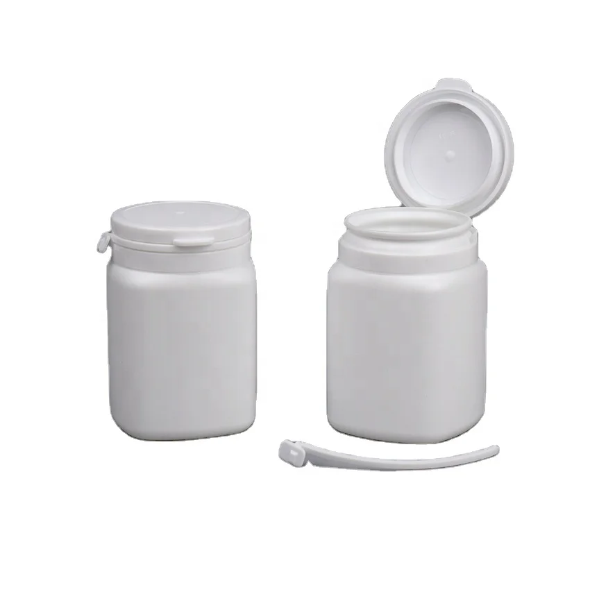 Big bottle 250ml for powder PE square plastic bottle tear pull cap