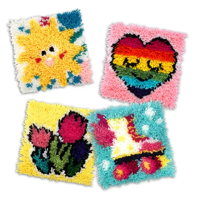 Loving Heart DIY Yarn Art and Craft Latch Hook Pillow Kit Latch Hook Rug Kit for Adults