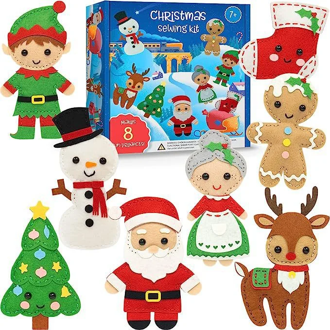 2024 professional handmade art and craft supplies cute felt Christmas ornaments kids art sewing kit for boys and girls